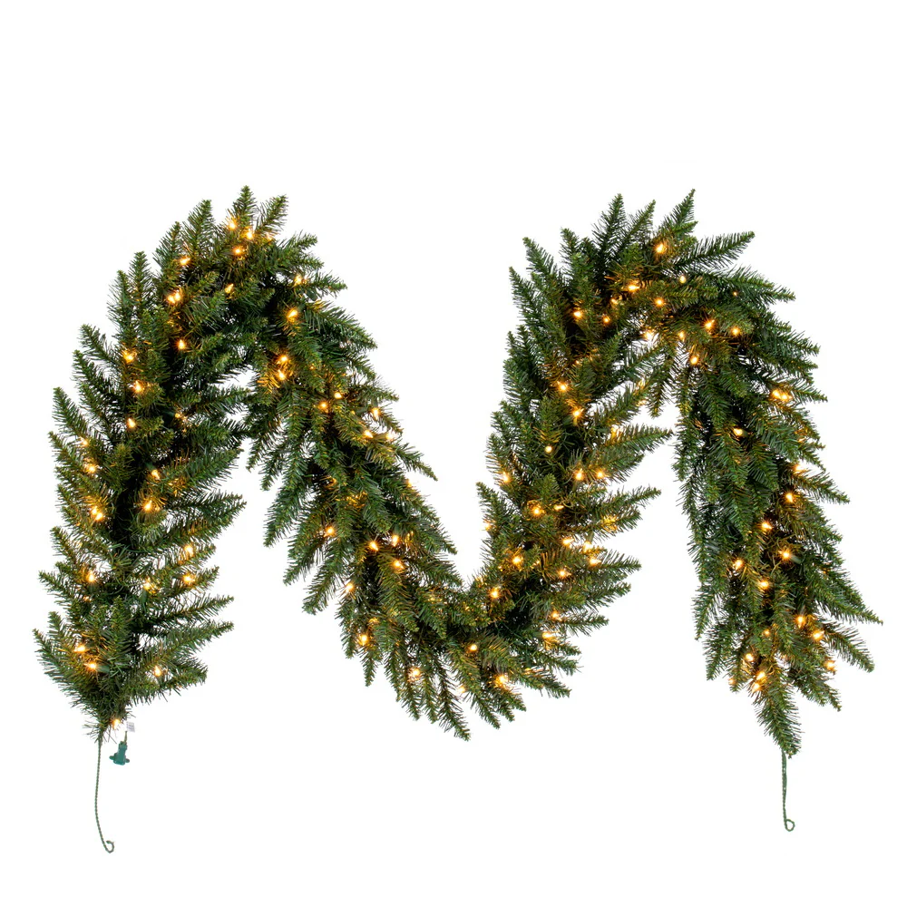 Vickerman 9' Camdon Fir Artificial Christmas Garland Clear Dura-lit Incandescent Mini Lights - Cheap-Us