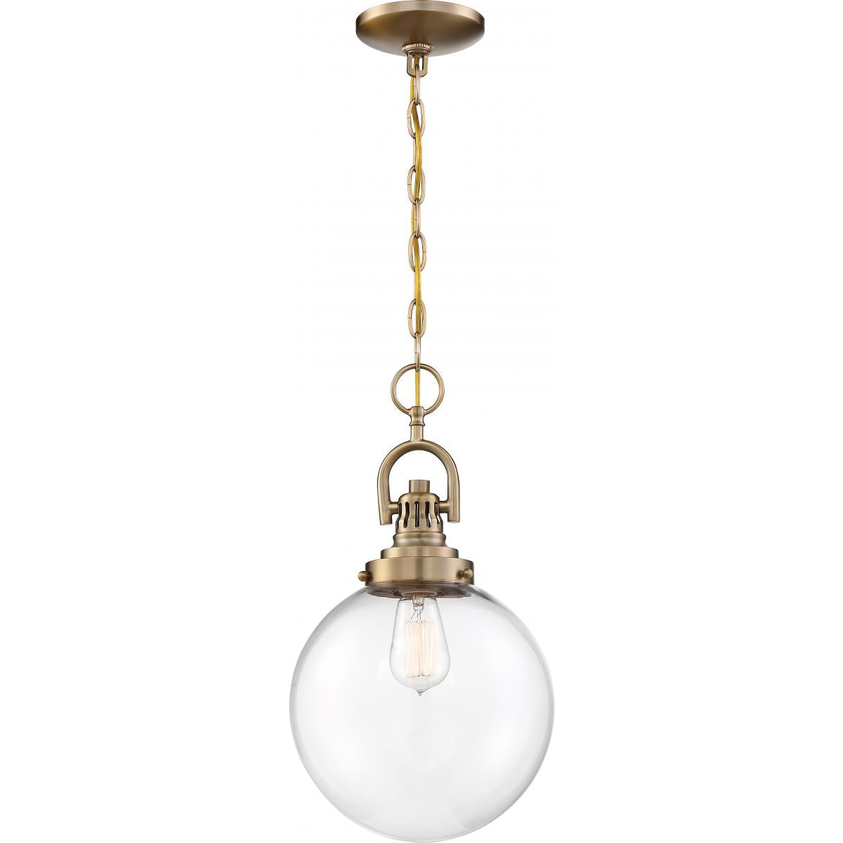 60-6671 SKYLOFT 1 LIGHT PENDANT Skyloft- 1 Light Pendant - with Clear Glass - Burnished Brass Finish - Cheap-Us
