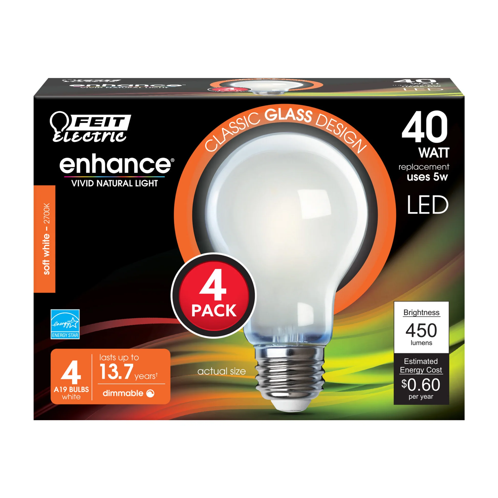 450 Lumen 2700K Dimmable A19 LED - Cheap-Us