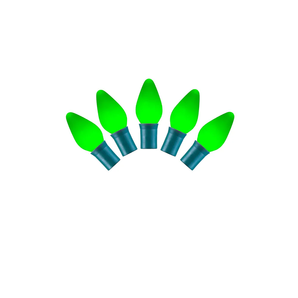 Vickerman 25 Green Ceramic C7 LED Light on Green Wire 16' Christmas Single Mold Light Strand - Cheap-Us