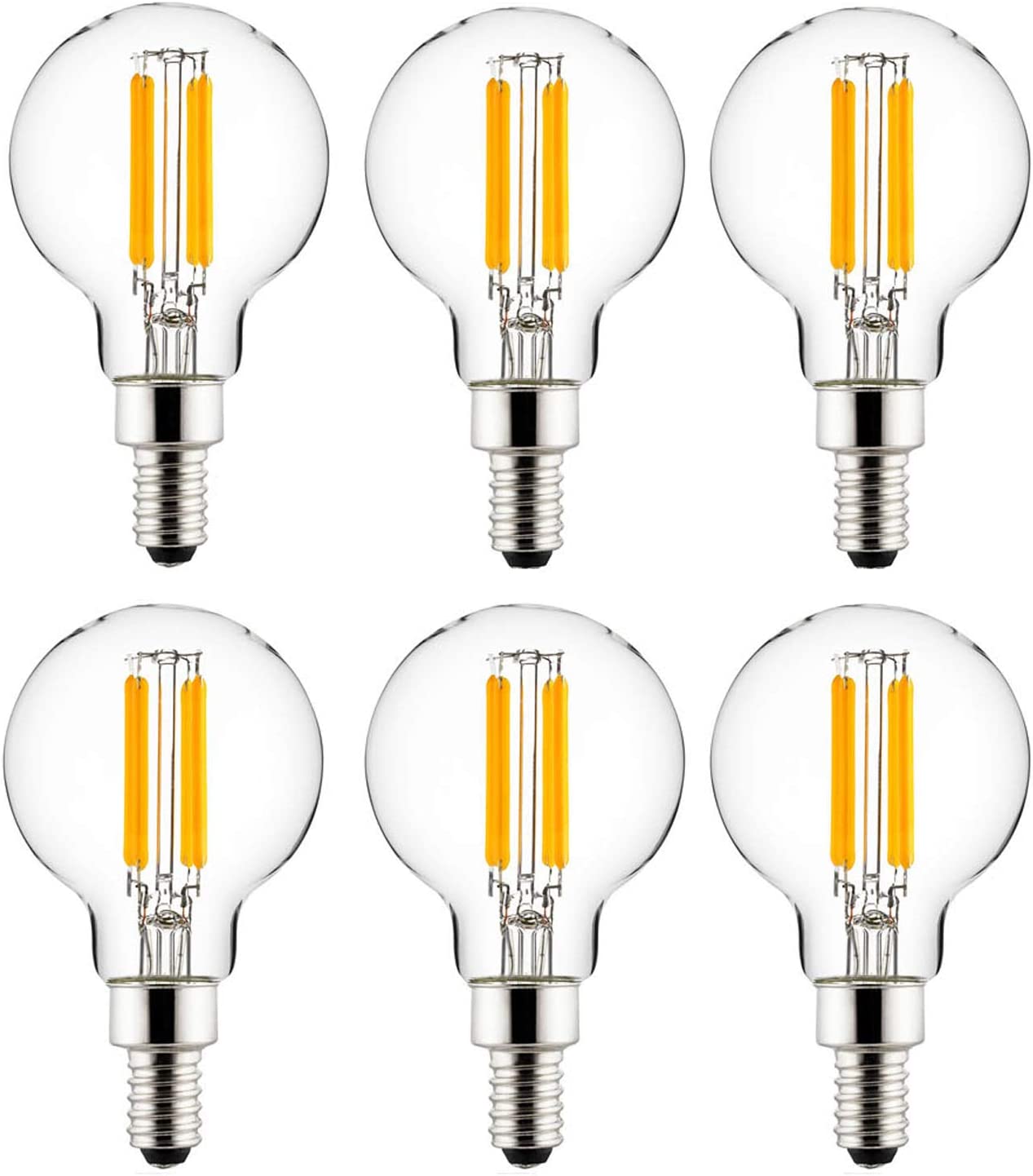 Sunlite 41548-SU LED G16.5 Filament Style Globe Light Bulb, 5 Watts (60W Equivalent), 500 lumens, Dimmable, Candelabra Base (E12), UL Listed, 50K Super White, 6 Pack - Cheap-Us