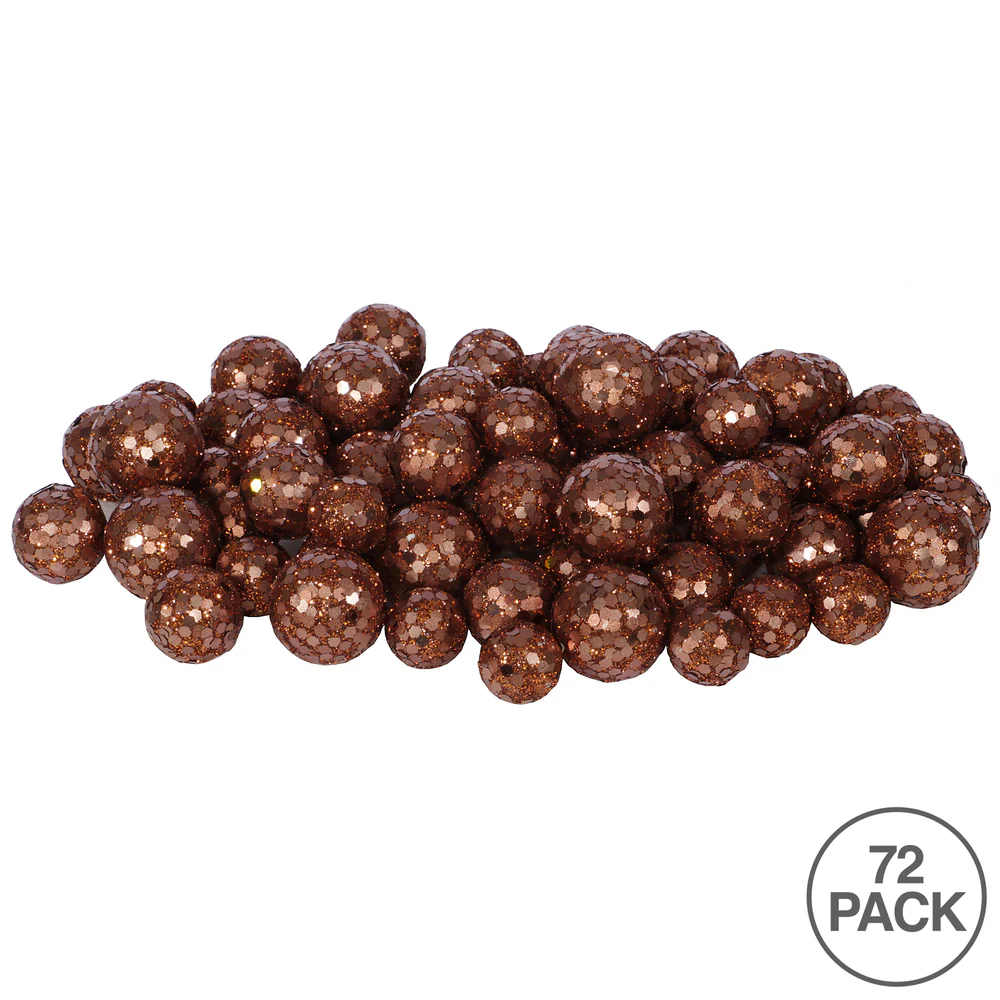 Vickerman 20MM/25MM/30MM Dark Copper Glitter Polystyrene Ball Christmas Ornament 72 per Bag - Cheap-Us