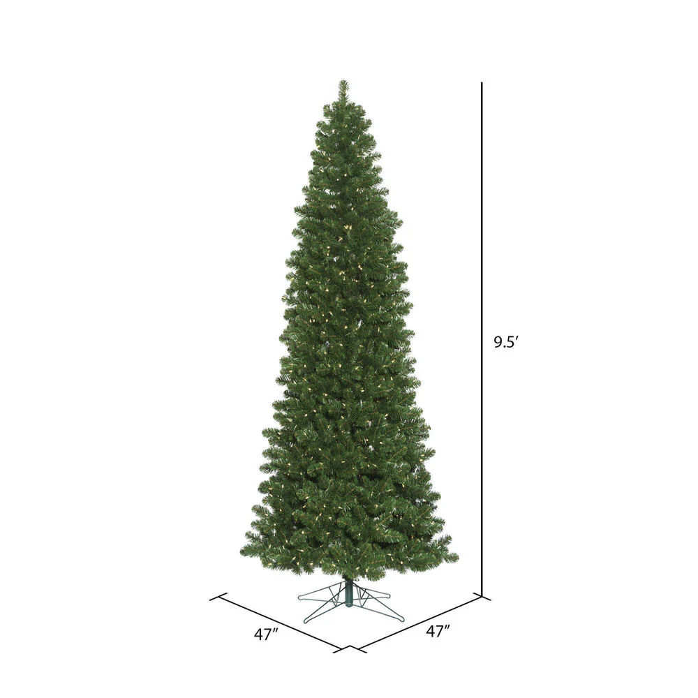 Vickerman 9.5' Oregon Fir Slim Artificial Christmas Tree Wide Angle Single Mold Warm White LED Lights - Cheap-Us