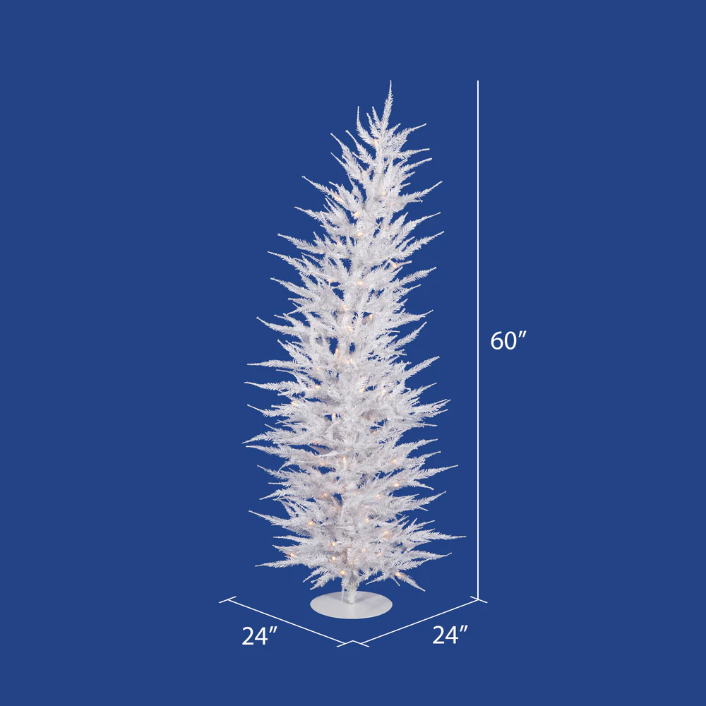 Vickerman 5' White Laser Artificial Christmas Tree Warm White Dura-lit LED Lights - Cheap-Us