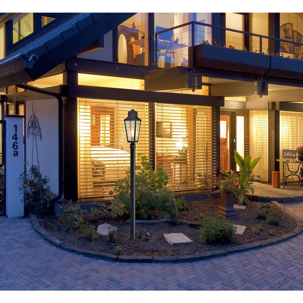 60-8134 LAWRENCE 1 LT POST TOP Lawrence; 1 Light Post Top; Matte Black with Clear Seeded Glass - Cheap-Us