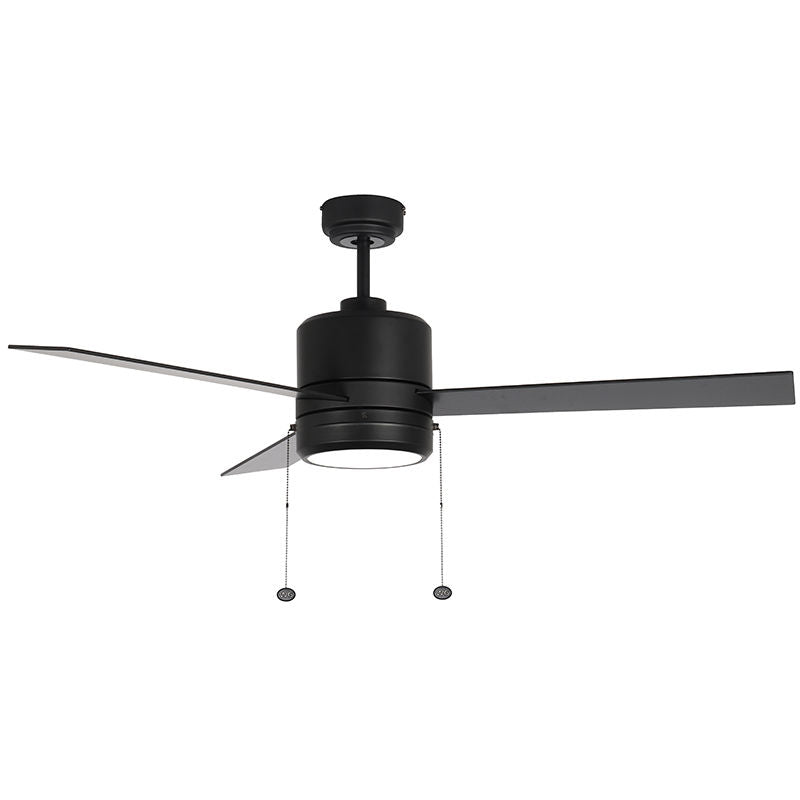 Westgate 52In 3-Blade Ceiling Fan And Light 3Cct 19W Integ. LED Pull Ch. Black And Black Blades, Commercial Indoor Lighting, 20W, 1750 Lumens, 30K/40K/50K, Black And Black Blades Finish - Cheap-Us