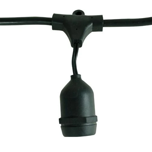 BULBRITE FIXTURES 48' STRING LIGHT IN BLACK WITH 15 MEDIUM SCREW (E26) SOCKETS - BULBS NOT INCLUDED 1PK (810005) - Cheap-Us