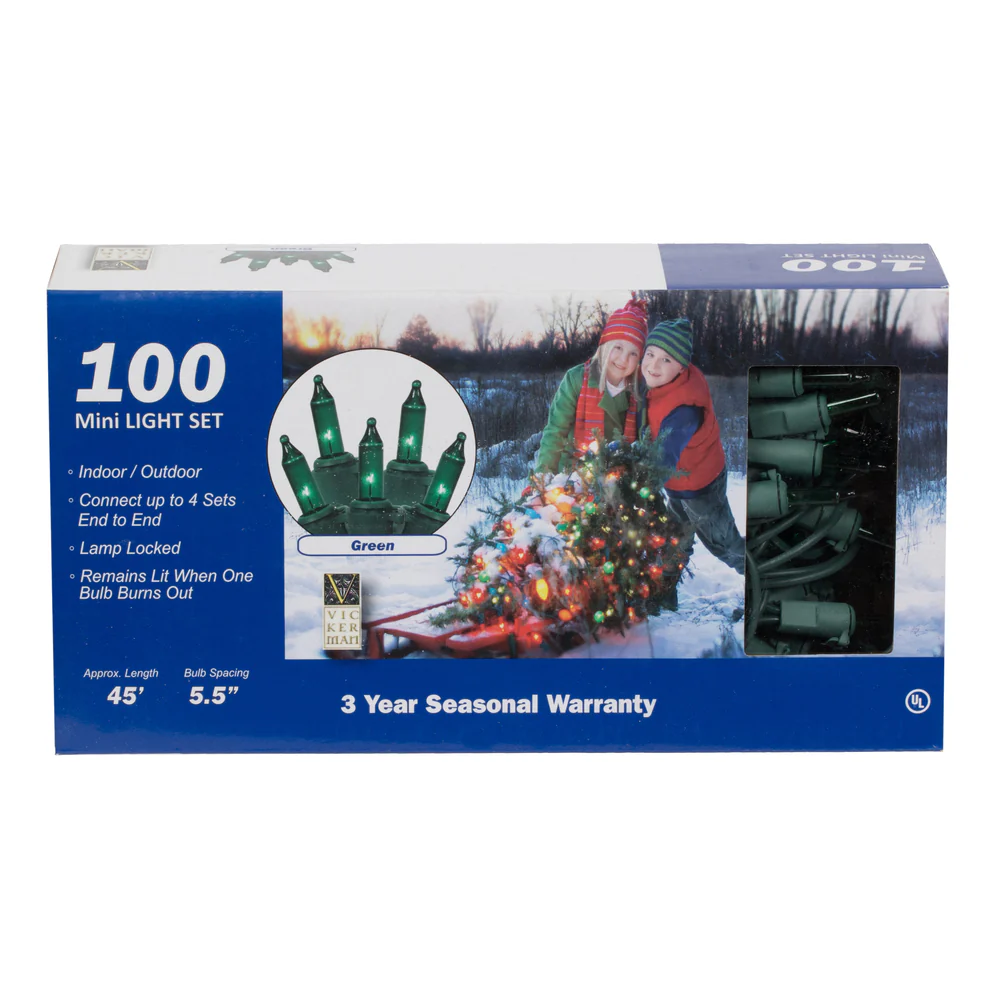 Vickerman 50 Green Mini Light on Green Wire, 23' Christmas Light Strand- 2 Pack - Cheap-Us