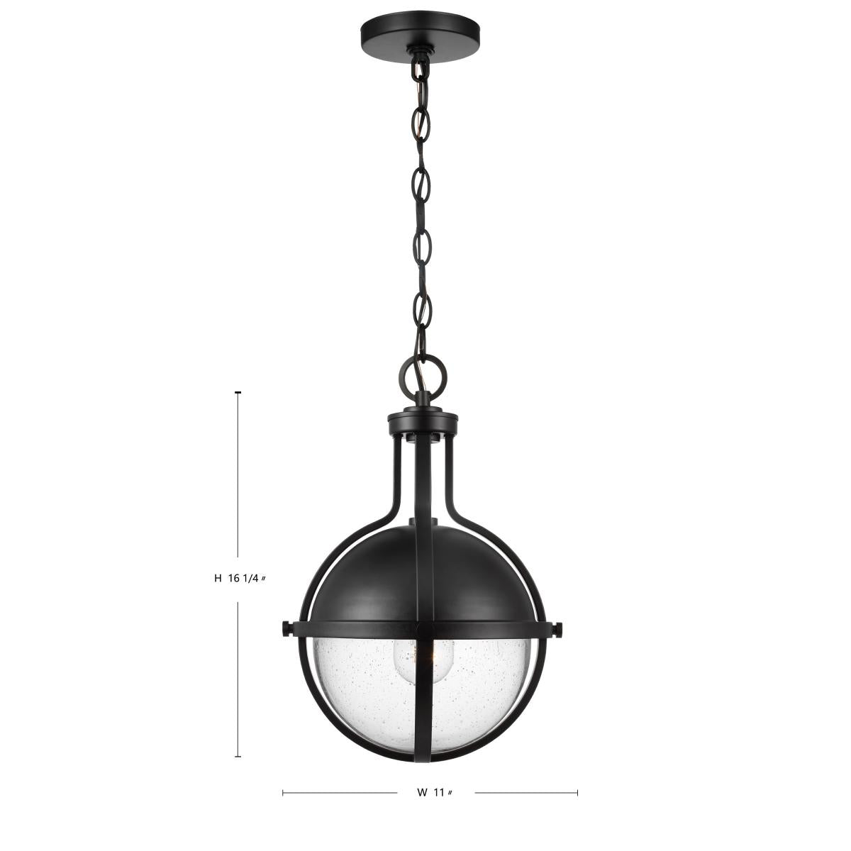 60-7674 LINCOLN 1LT MED PEND MATTE BLK Lincoln; 1 Light Medium Pendant; Medium Base; 60 Watt; Matte Black Finish; Clear Seeded Glass - Cheap-Us