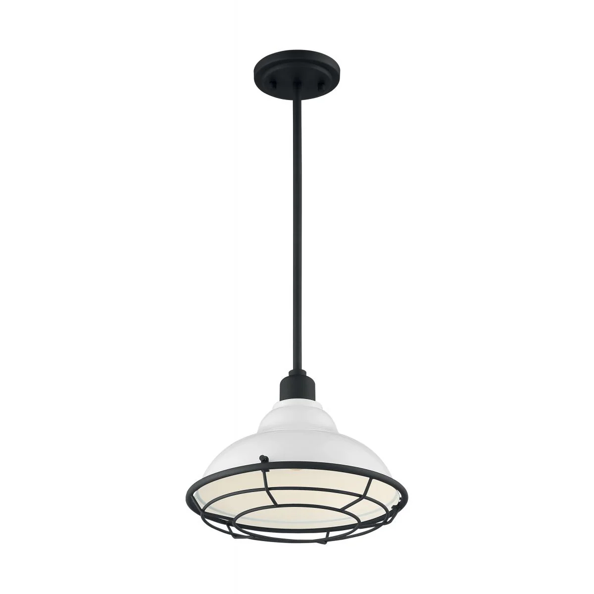 60-7024 NEWBRIDGE 1LT LARGE PENDANT Newbridge - 1 Light Pendant with- Gloss White and Black Accents Finish - Cheap-Us