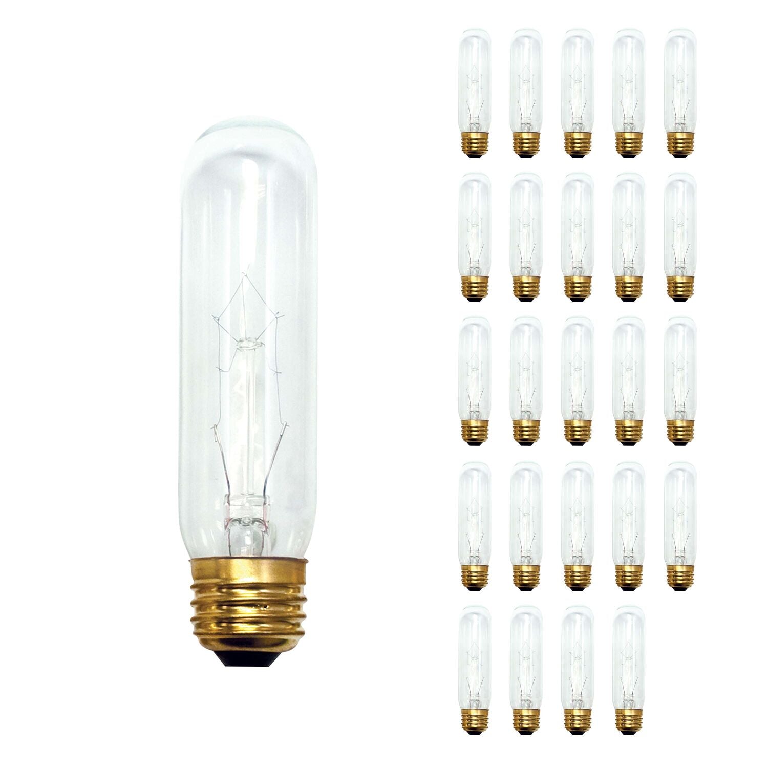 BULBRITE INCANDESCENT T10 MEDIUM SCREW (E26) 60W DIMMABLE LIGHT BULB 2700K/WARM WHITE 25PK (704160) - Cheap-Us