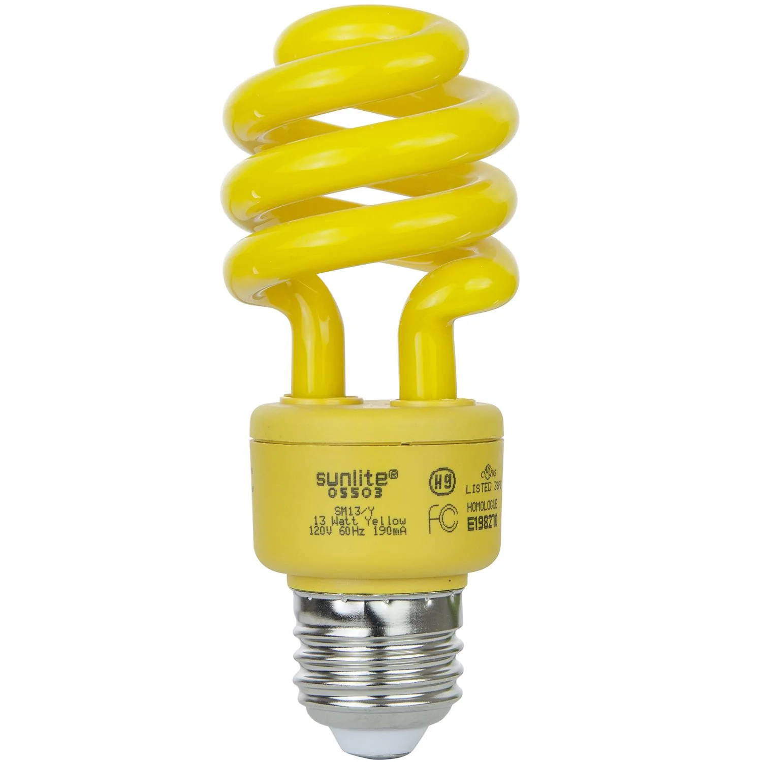 Sunlite 41416-SU CFL Spiral Colored Bulb, 13 Watt (40W Equivalent), Medium Base (E26), 8,000 Hour Life Span, UL Listed, Yellow - Cheap-Us