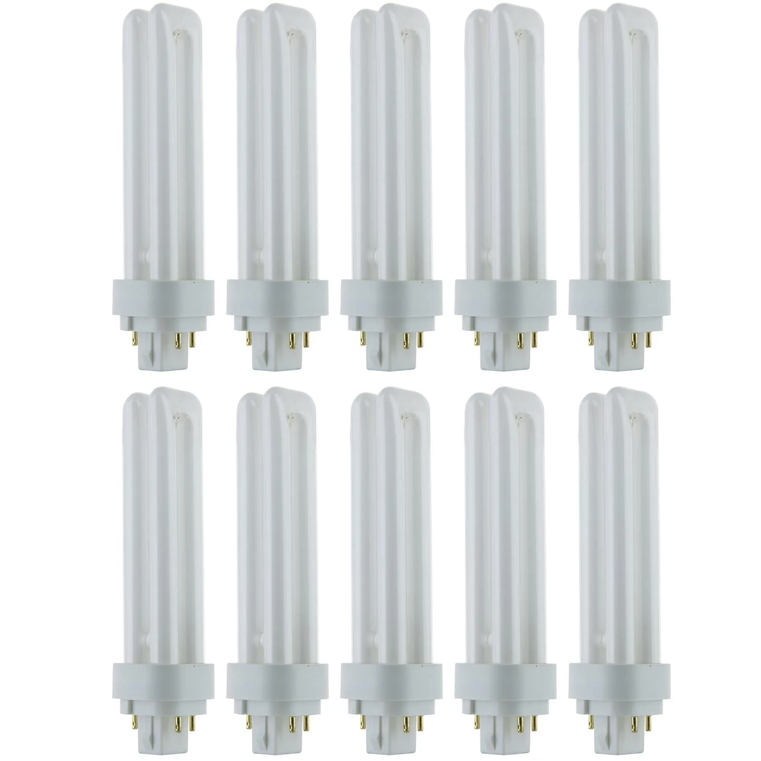 Sunlite 18 Watt PLD 4-Pin Double U-Shaped Twin Tube, G24Q-2 Base, Warm White, 10-Pack - Cheap-Us
