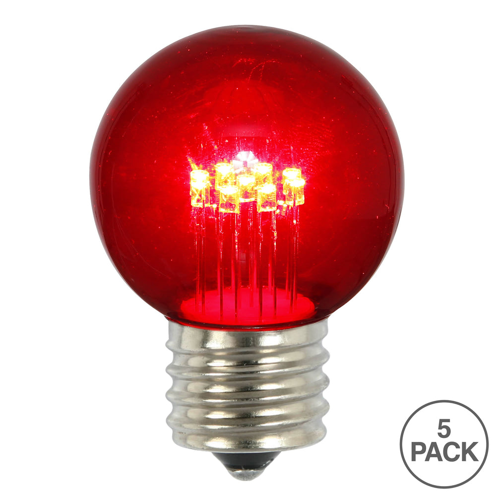 Vickerman Red Glass G50 Transparent LED Replacement Bulb 5 per Box - Cheap-Us