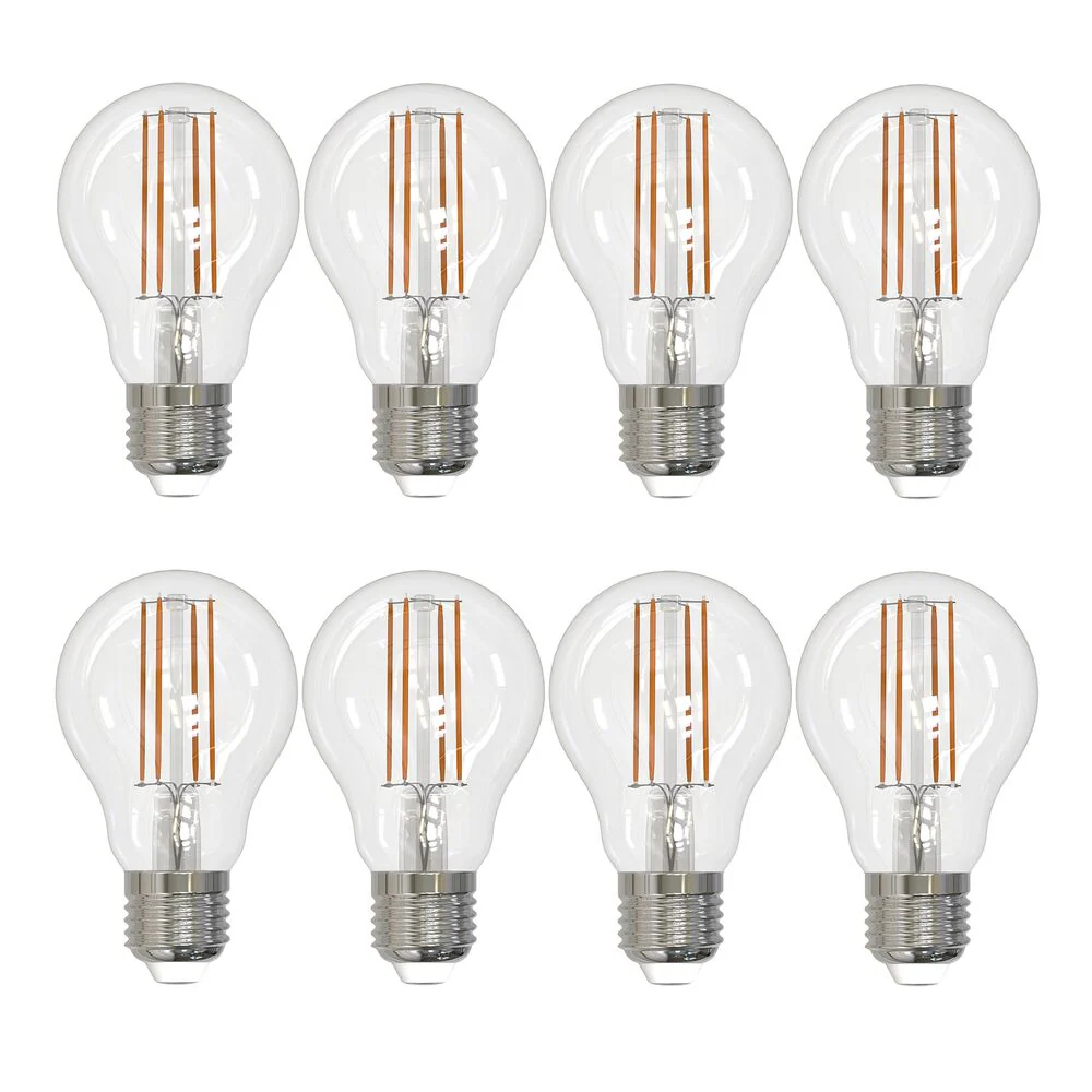 Bulbrite Pack of (8) 7 Watt Dimmable Clear A19 LED Light Bulbs with Medium (E26) Base, 2700K Warm White Light, 800 Lumens - Cheap-Us