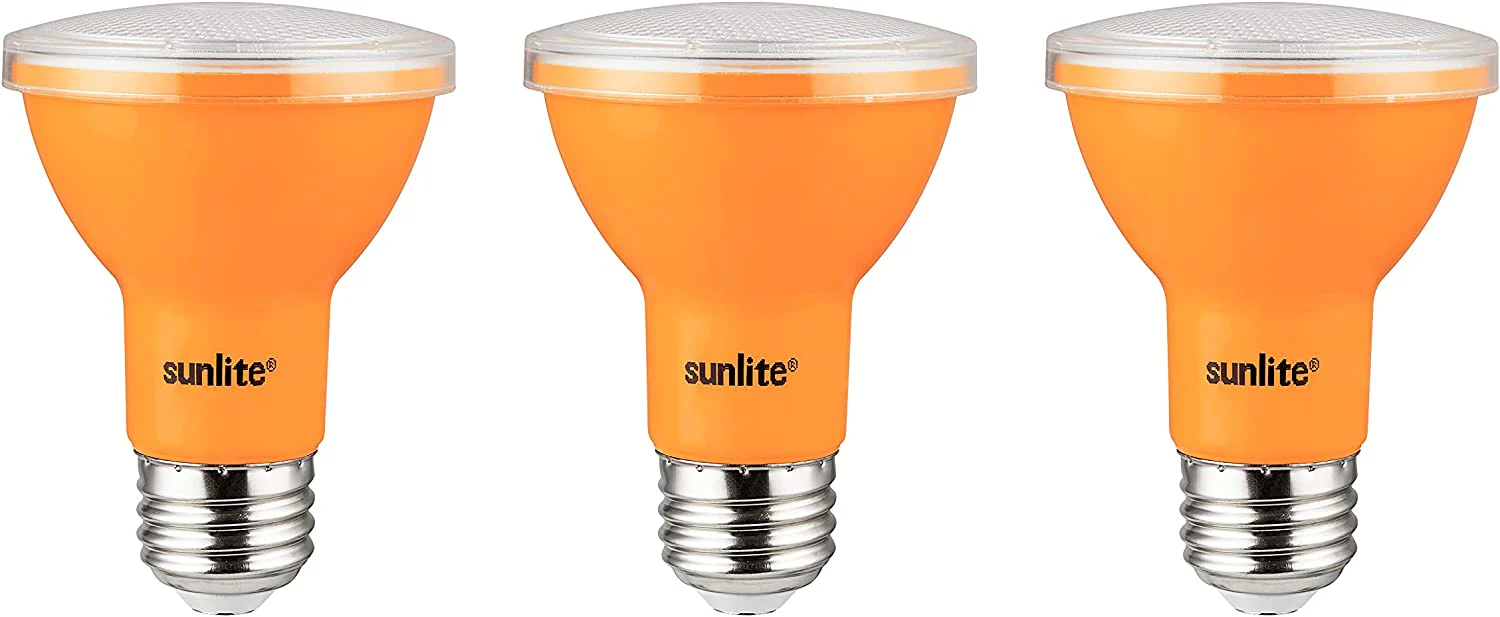 Sunlite 81469 LED PAR20 Colored Recessed Light Bulb, 3 Watt (50w Equivalent), Medium (E26) Base, Floodlight, ETL Listed, Amber, Pack of 3 - Cheap-Us