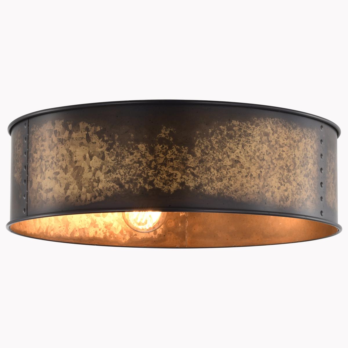 60-5893 KETTLE 3 LIGHT FLUSH MOUNT Kettle - 3 Light Flush Fixture - Weathered Brass Finish - Cheap-Us