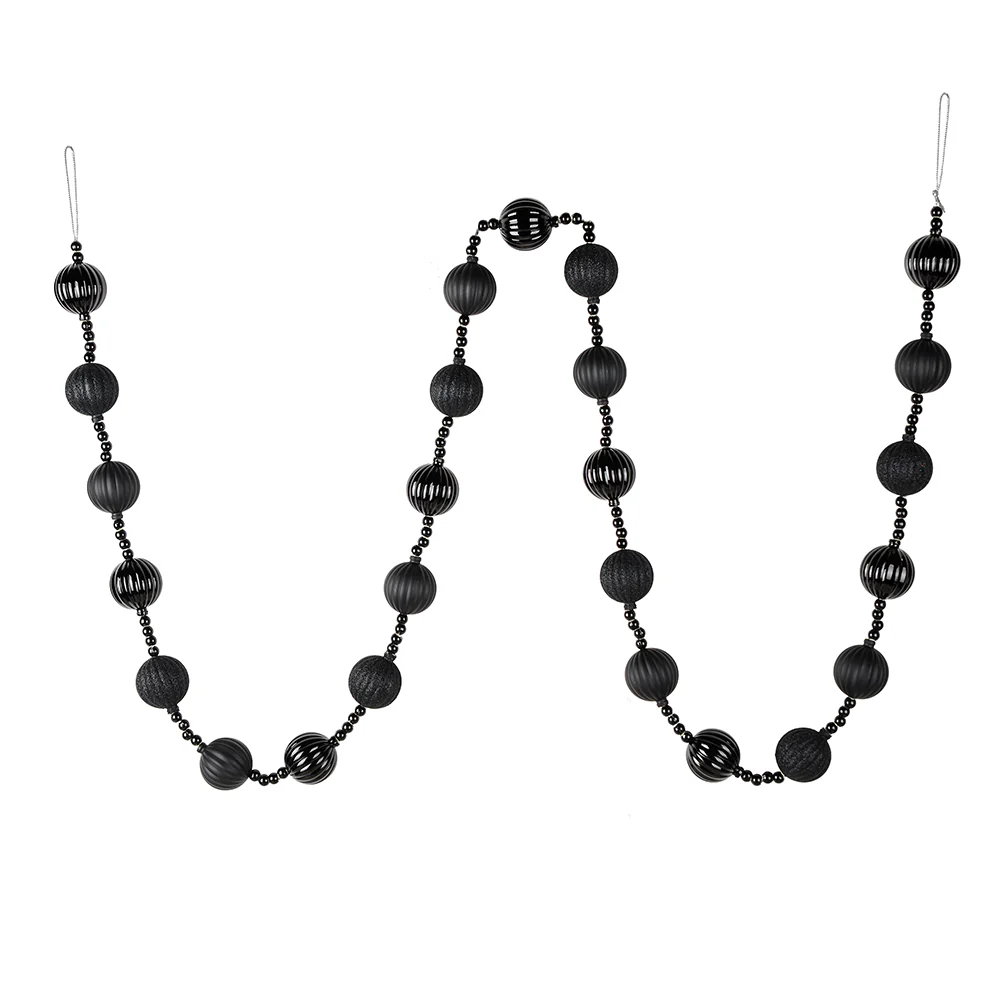 Vickerman 6' Black Stripe Ball Ornament Christmas Garland - Cheap-Us