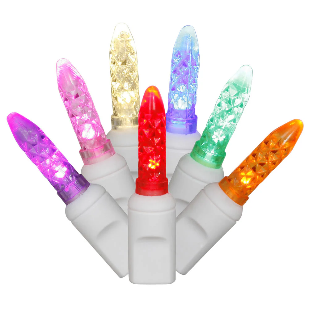 Vickerman 70 Multi-Colored Twinkle M5 LED Icicle Light on White Wire 9' Light Strand. - Cheap-Us