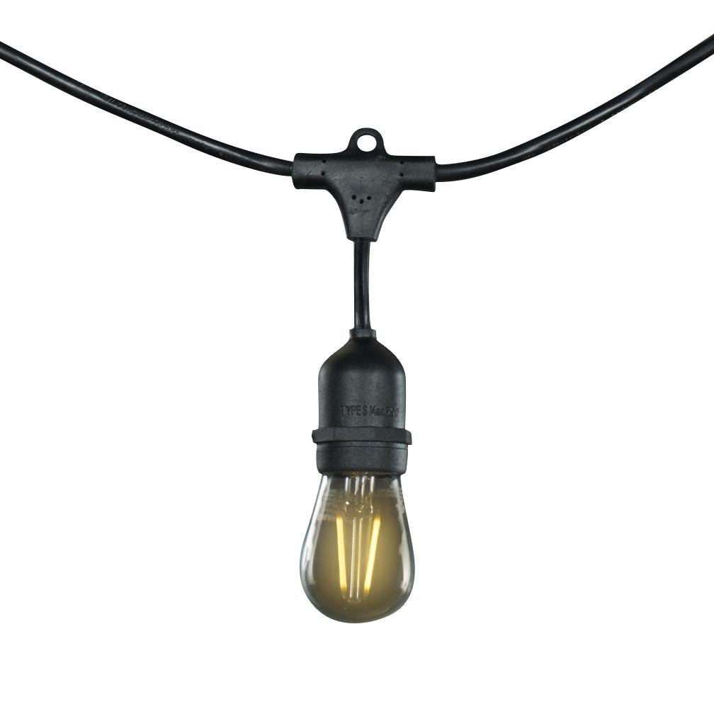BULBRITE FIXTURES S14 MEDIUM SCREW (E26) 2W DIMMABLE STRING LIGHT - BLACK - BULBS INCLUDED: 2W S14 LED (15 PCS) LIGHT BULB 2700K/WARM WHITE LIGHT 11W EQUIVALENT 1PK (810005) - Cheap-Us