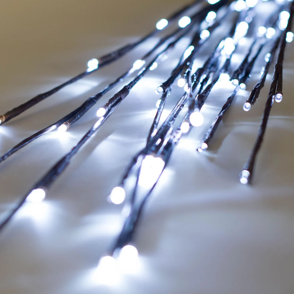 Vickerman 60 Cool White Wide Angle LED Twig Light Set on Brown Wire Pack of 3 - Cheap-Us