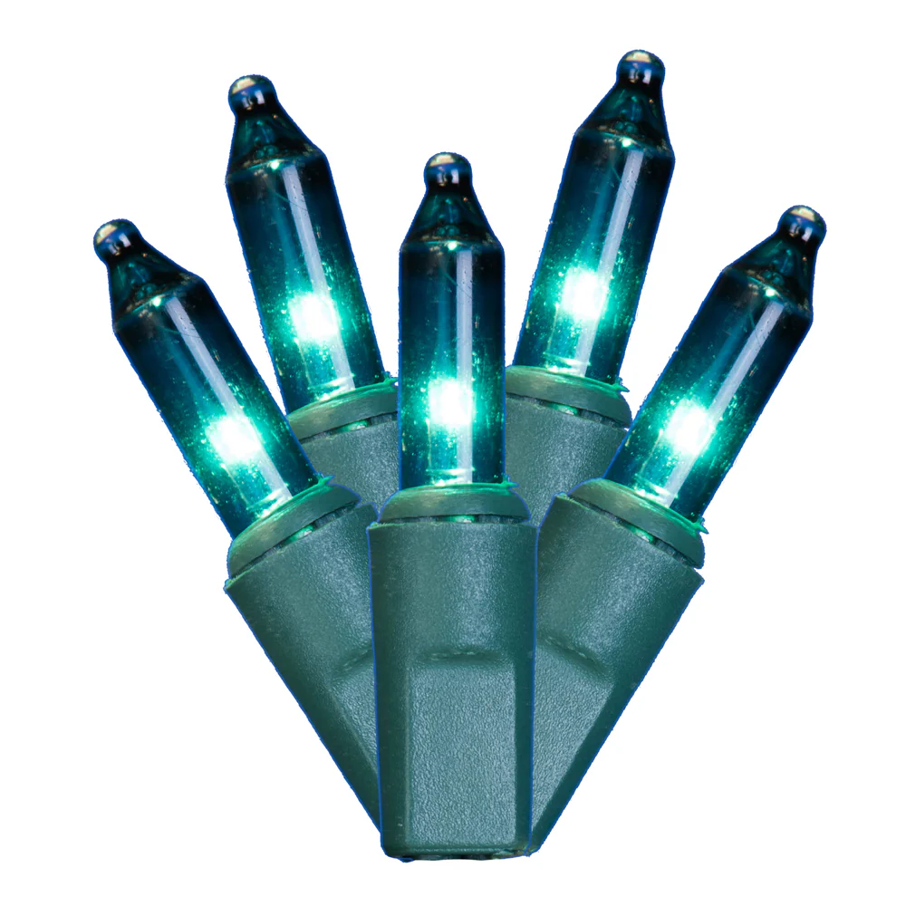 Vickerman 100 Teal Mini Light on Green Wire 33' Christmas Light Strand - Cheap-Us