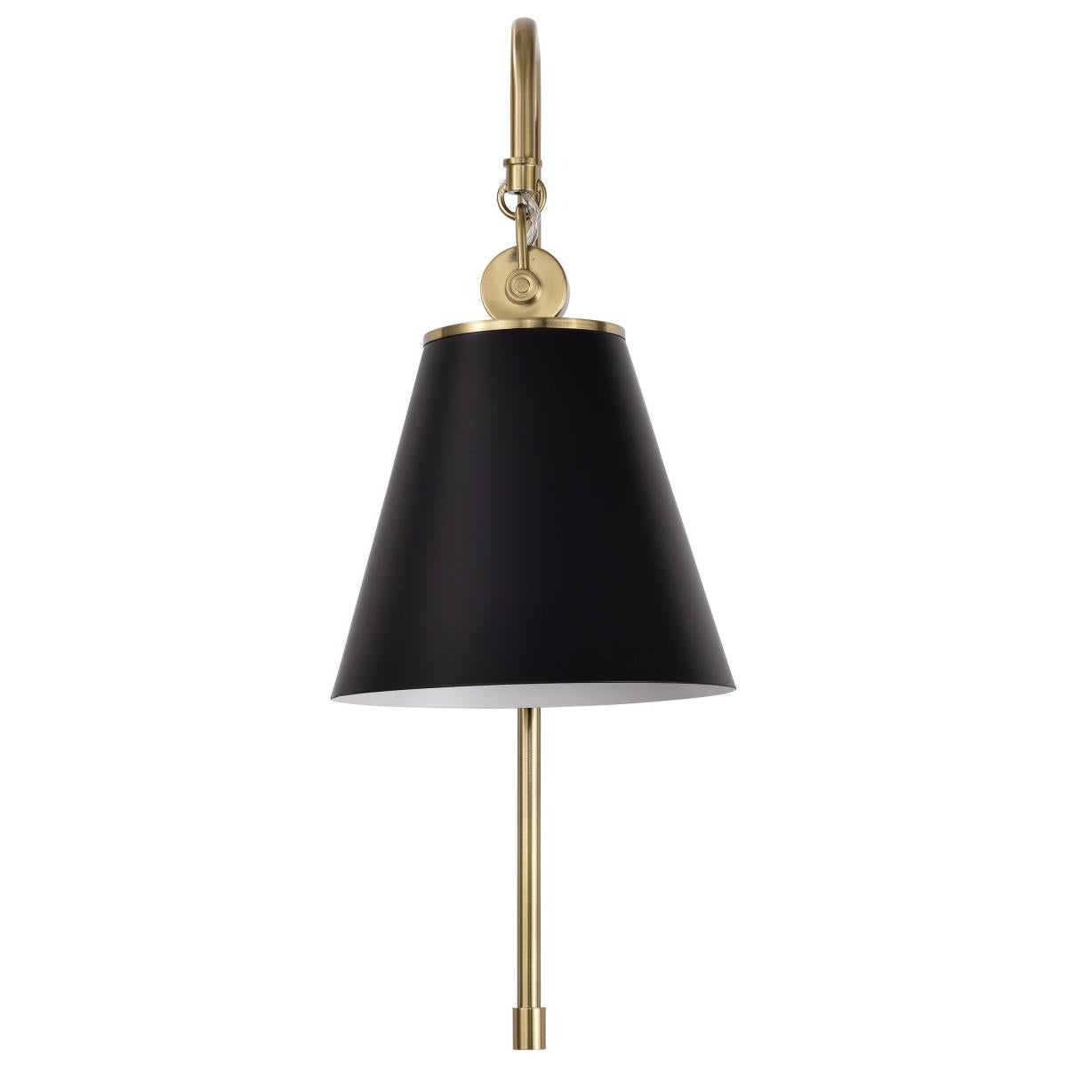60-7445 DOVER 1 LIGHT WALL SCONCE Dover; 1 Light; Wall Sconce; Black with Vintage Brass - Cheap-Us
