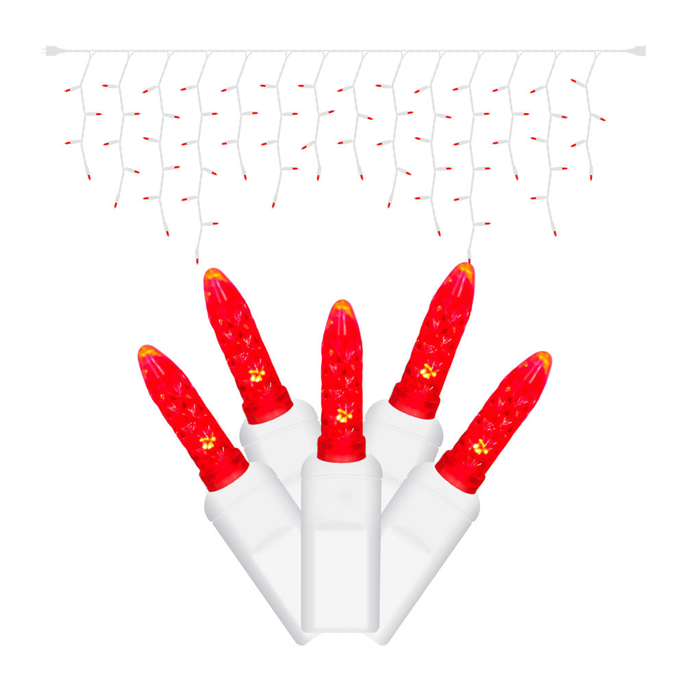 Vickerman 70 Red M5 LED Icicle Light on White Wire 9' Christmas Single Mold Light Strand - Cheap-Us