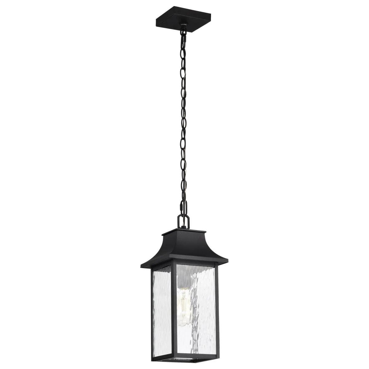 60-5996 AUSTEN 1LT OUTDOOR HANGING Austen Collection Outdoor 17 inch Hanging Light; Matte Black Finish with Clear Water Glass - Cheap-Us