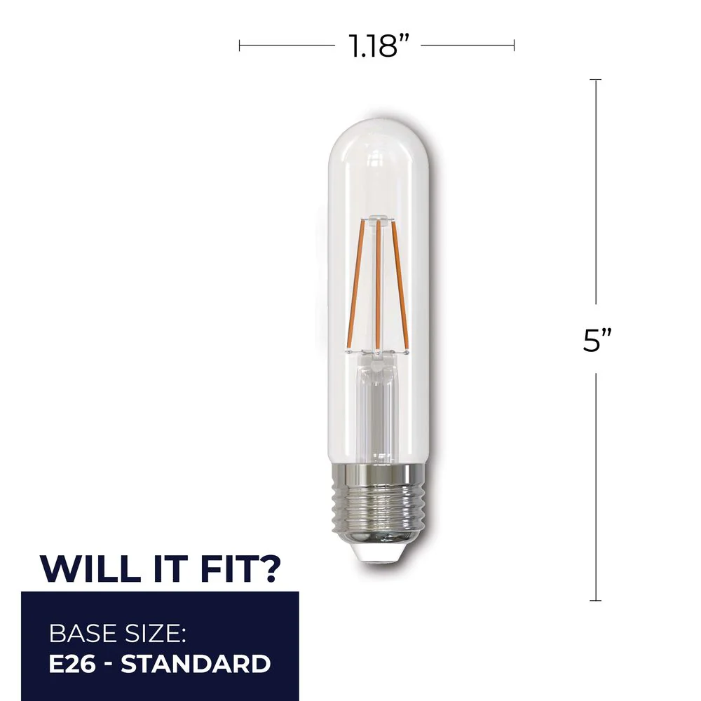Bulbrite LED T9 Basic Filament Light Bulb, Dimmable E26 Medium Base, Clear Finish, 2700K 5 Watt, 8-Pack - Cheap-Us