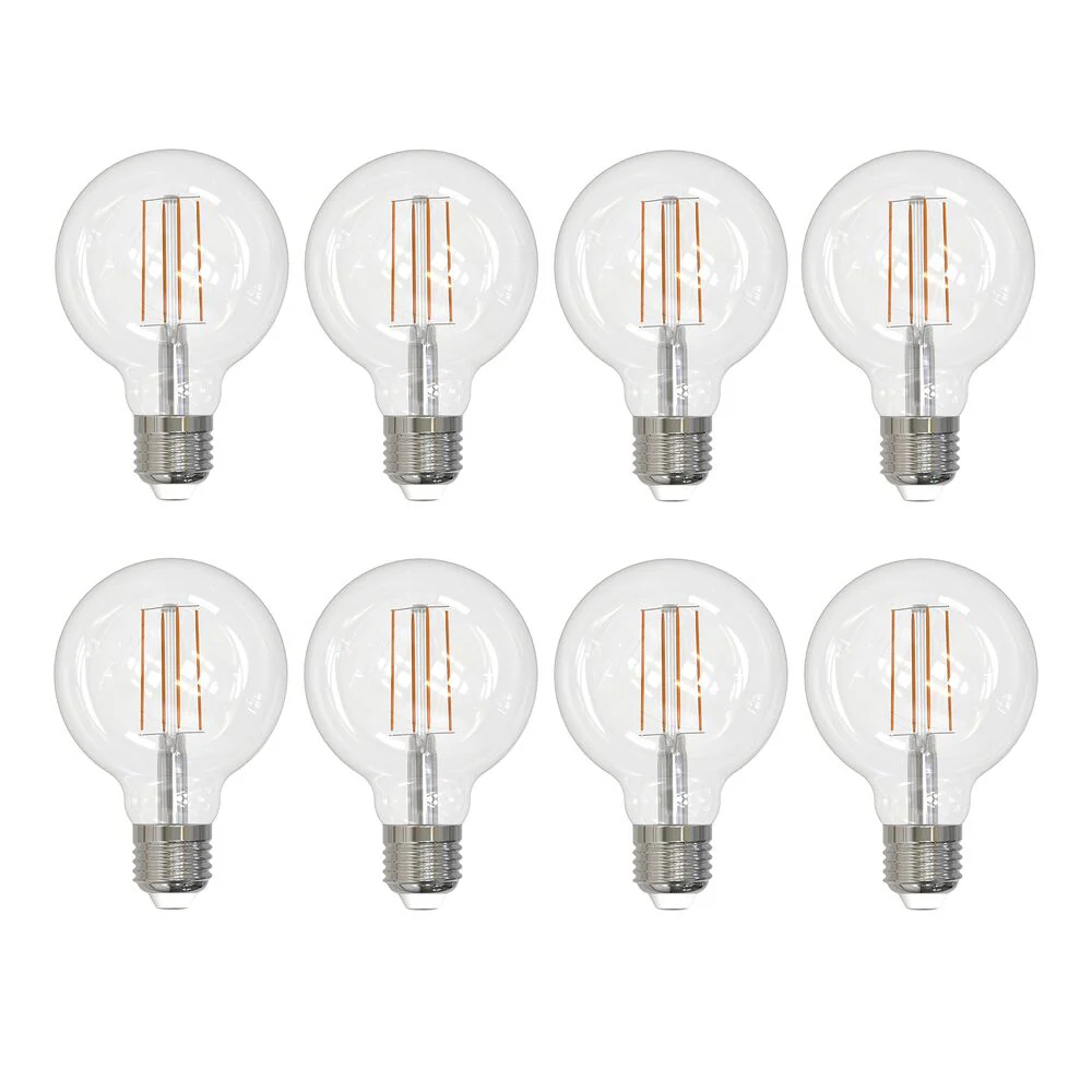 Bulbrite Pack of (8) 7 Watt Dimmable Clear Globe G25 LED Light Bulbs with Medium (E26) Base, 2700K Warm White Light, 800 Lumens - Cheap-Us