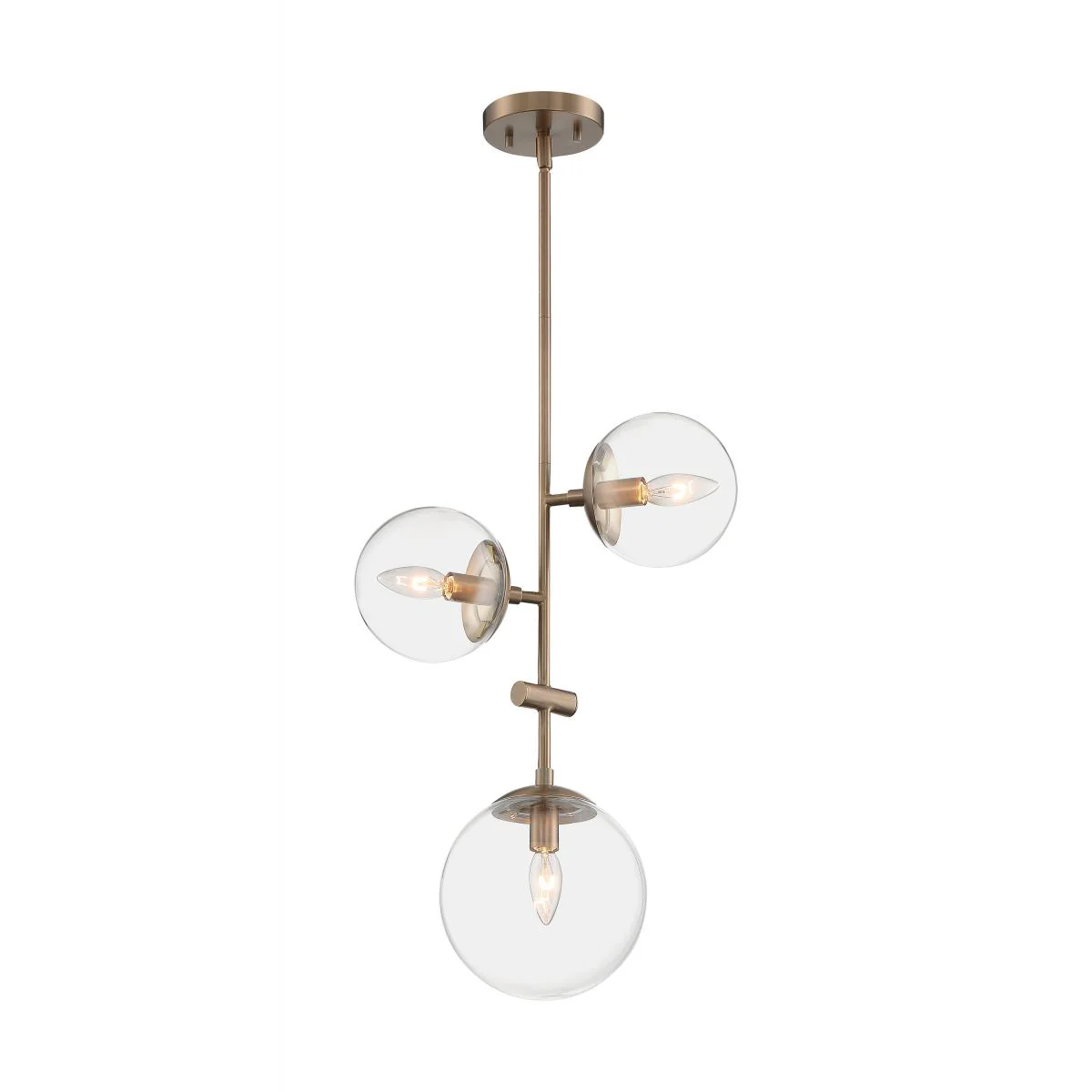 60-7124 SKY 3 LIGHT PENDANT Sky - 3 Light Pendant with Clear Glass - Burnished Brass Finish - Cheap-Us