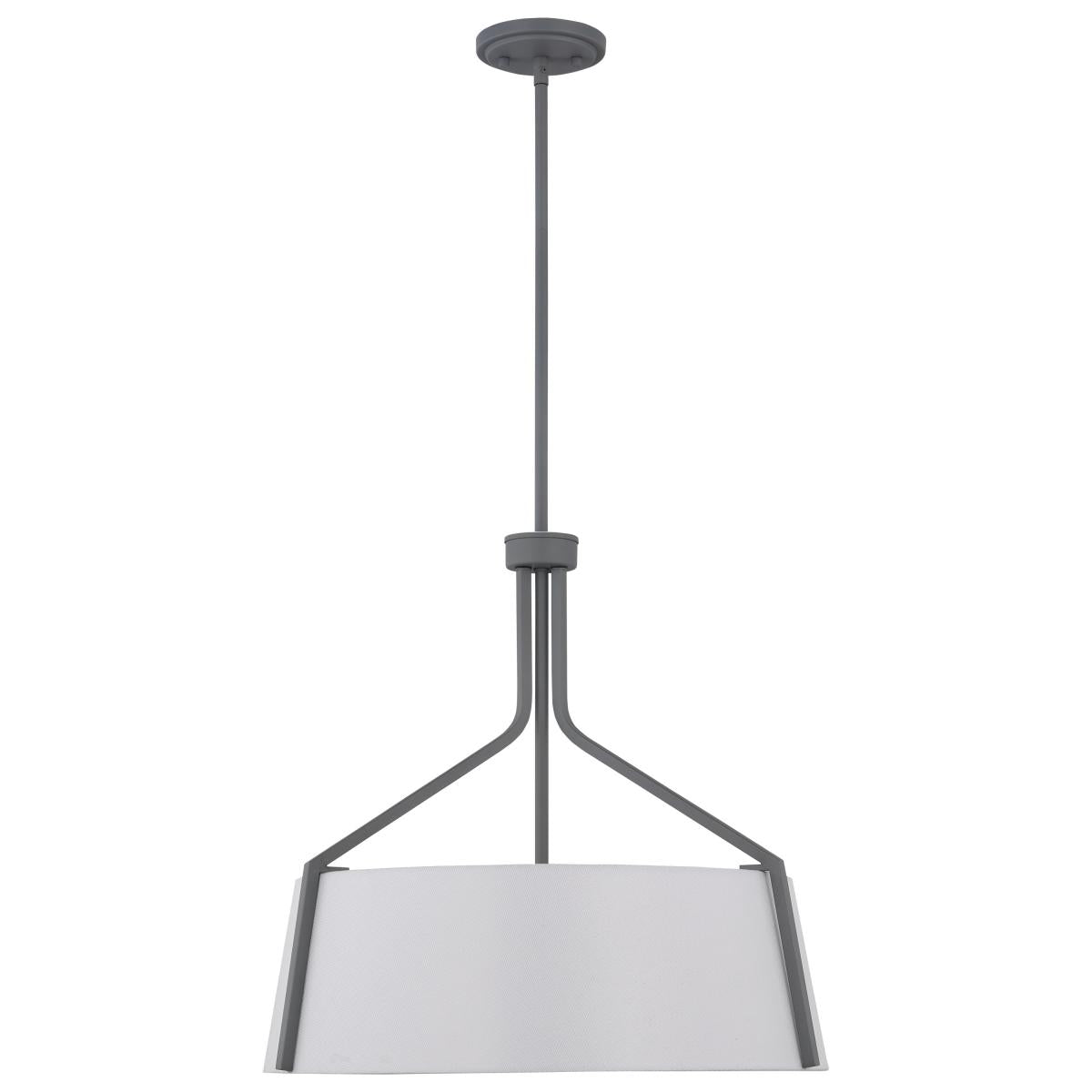 60-7668 LIVINGSTON 4LT PENDANT GRAY Livingston; 4 Light Pendant; Medium Base; 60 Watt; Putty Gray Finish; White Linen Fabric Shade - Cheap-Us