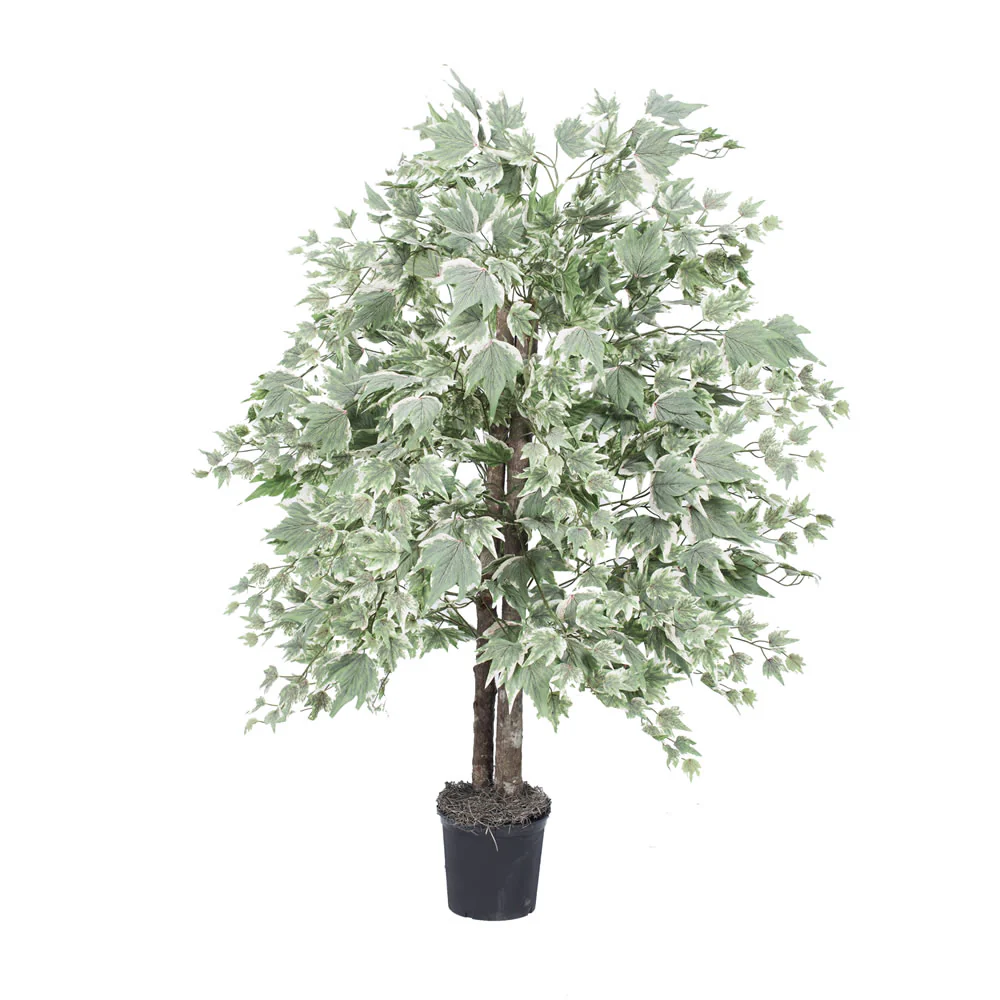 Vickerman 4' Artificial Frosted Maple Bush Black Plastic Pot. - Cheap-Us