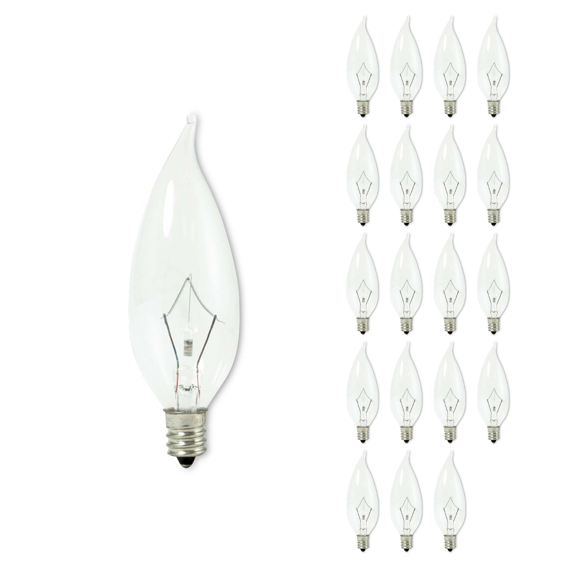BULBRITE KRYPTON CA10 CANDELABRA SCREW (E12) 25W DIMMABLE LIGHT BULB 2700K/WARM WHITE 20PK (460325) - Cheap-Us