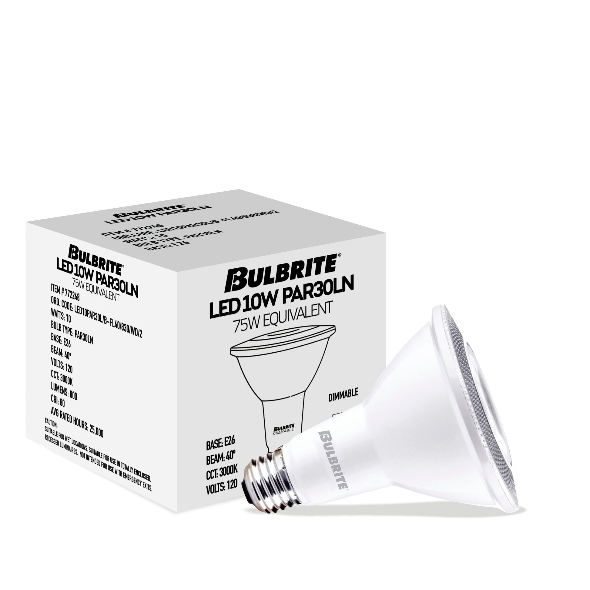 10W LED PAR30 LONG NECK 3000K 80CRI BASICS FLOOD WET DIMMABLE-4PK - Cheap-Us