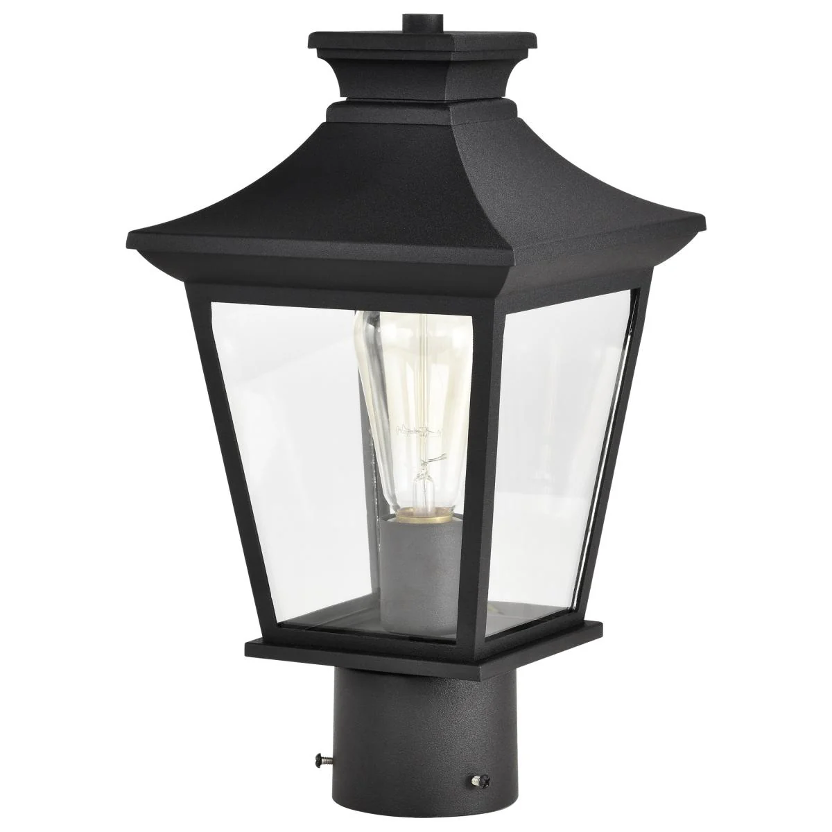 60-5745 JASPER 1LT OUTDOOR POST Jasper Collection Outdoor 14 inch Post Light Pole Lantern; Matte Black Finish with Clear Glass - Cheap-Us