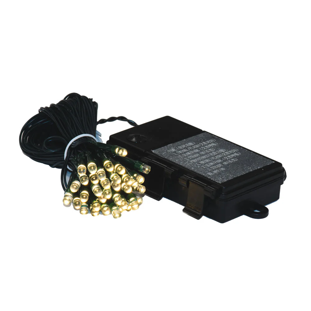 Vickerman Battery Operated Warm White LED Outdoor 50 Light Set Automatic On-Off Timer. - Cheap-Us