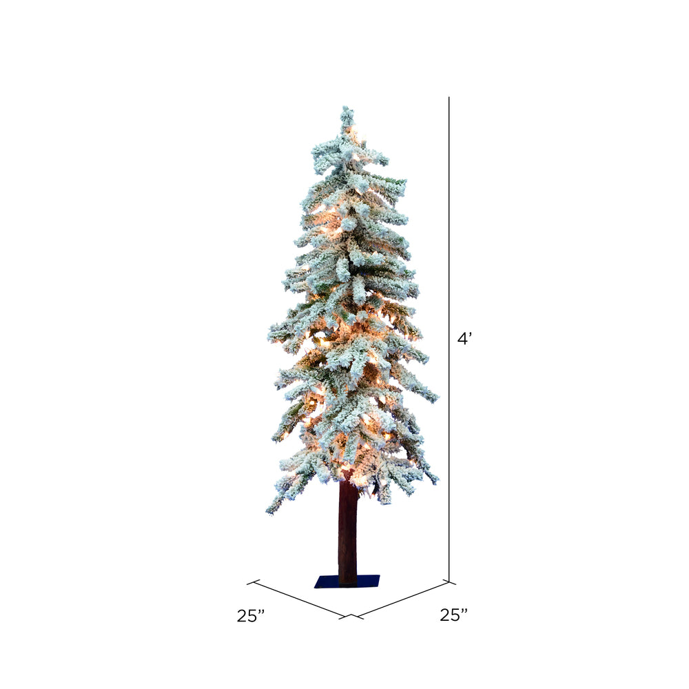 Vickerman 4' Flocked Alpine Artificial Christmas Tree Clear Dura-Lit lights - Cheap-Us