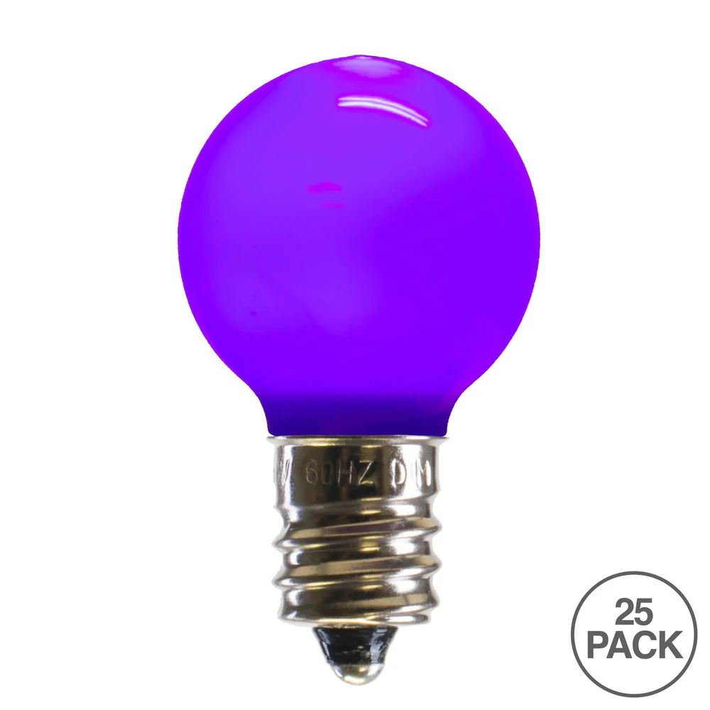 Vickerman G30 Purple Ceramic LED Nickel Base Bulb E12 120V .6 WattsDimmable 25 Bulbs per Pack - Cheap-Us