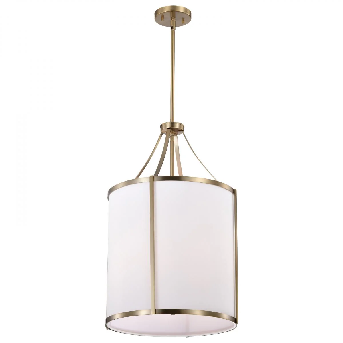 60-7962 EASTON 3LT PENDANT Easton 3 Light Pendant; Burnished Brass Finish; White Linen Shade - Cheap-Us
