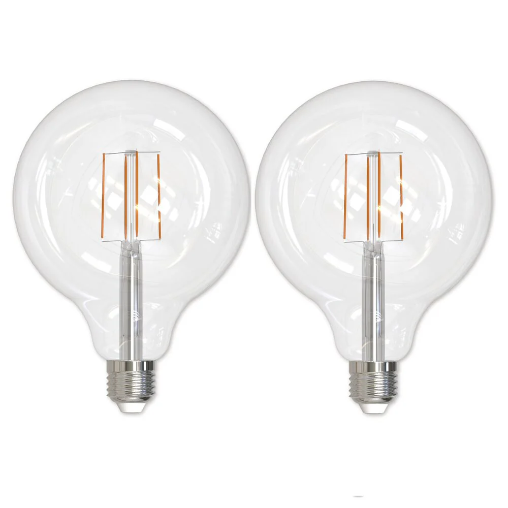 Bulbrite Pack of (2) 8.5 Watt Dimmable Clear Filament G40 Medium (E26) LED Bulb - 800 Lumens, 3000K, and 90 CRI - Cheap-Us