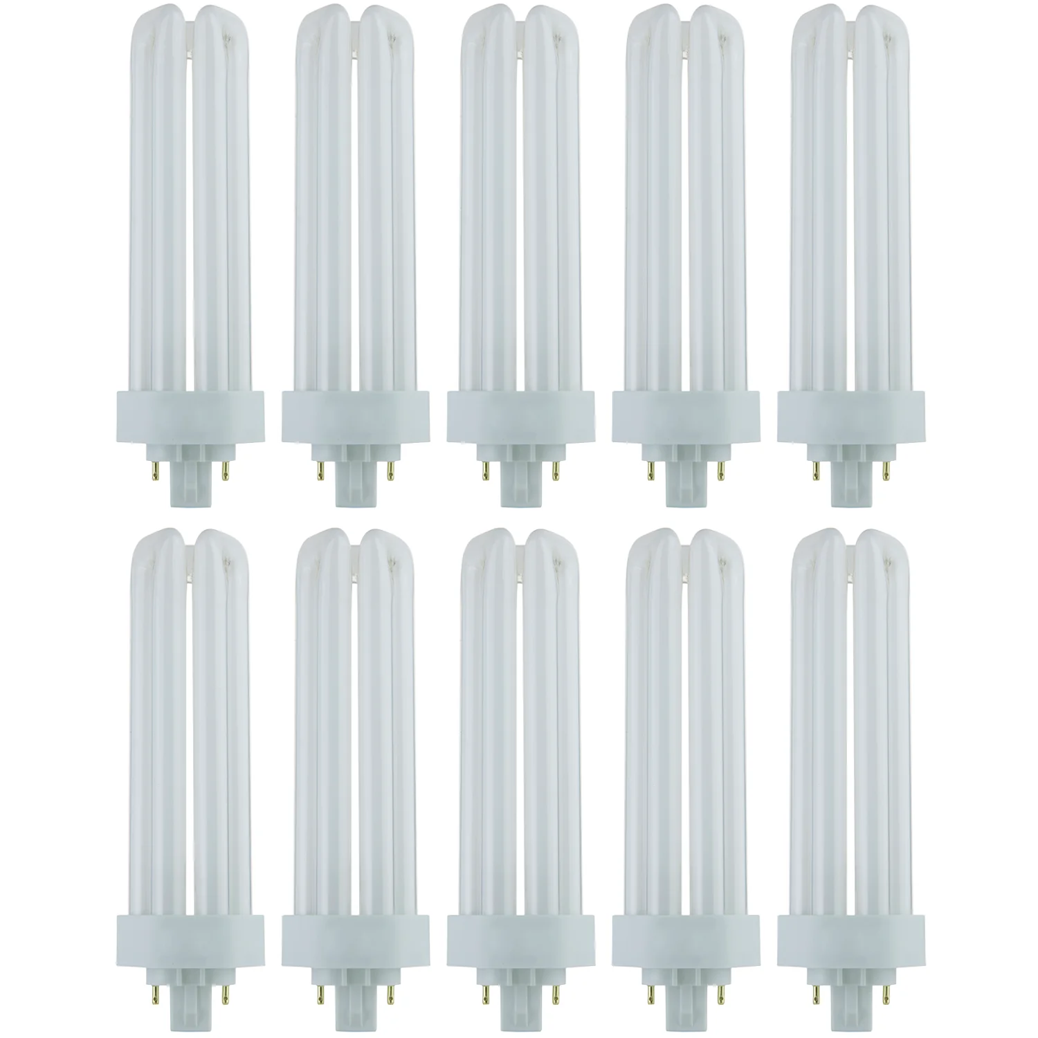 Sunlite PLT42/E/SP50K/10PK Fluorescent 42W PLD Triple U-Shaped Twin Tube CFL Bulbs, 4-Pin GX24Q-4 Base, 5000K Super White, 10 Pack, 5000K-Super, 10 Count - Cheap-Us