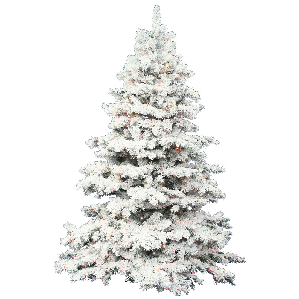 Vickerman 6.5' Flocked Alaskan Pine Artificial Christmas Tree Multi-Colored LED Dura-Lit lights - Cheap-Us