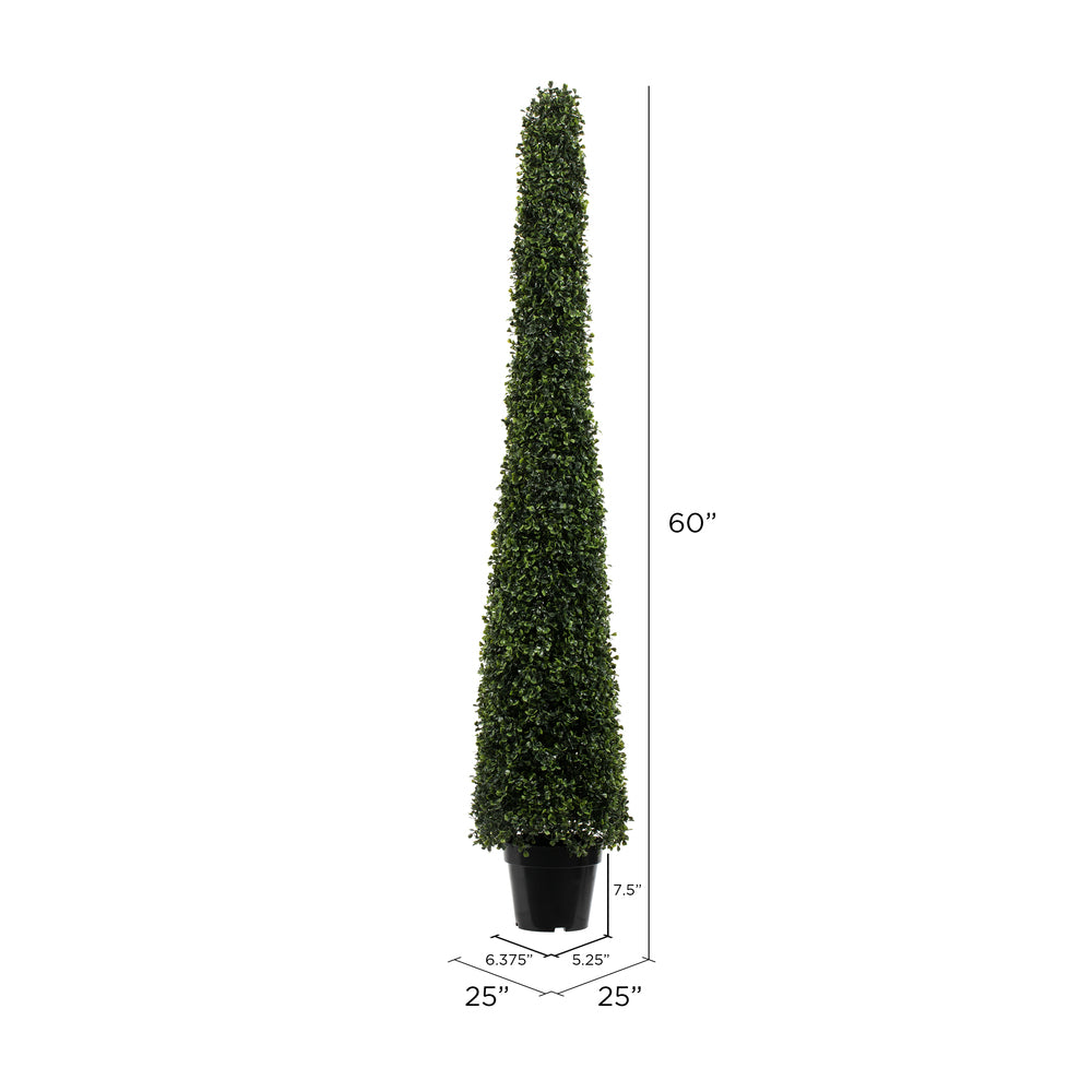 Vickerman 5' Potted Artificial Boxwood Cone. - Cheap-Us