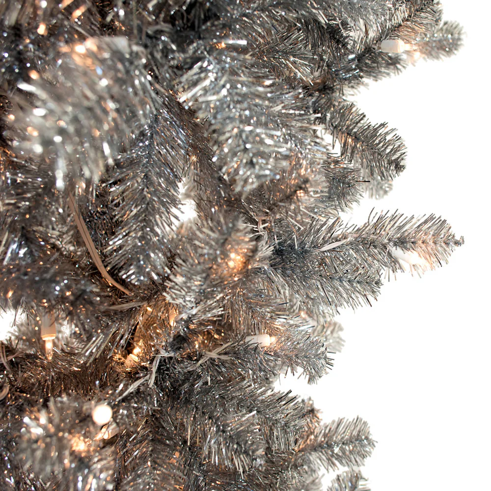 Vickerman 7.5' Silver Upside Down Artificial Christmas Tree Unlit - Cheap-Us