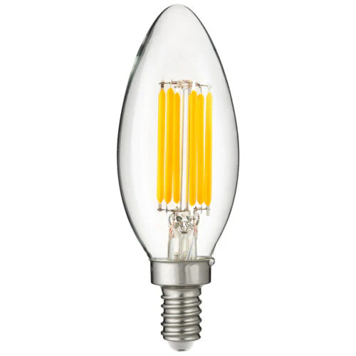 Sunlite 81129 LED Filament B11 Torpedo Tip Chandelier Light Bulb, 5 Watts (60 W Equivalent), 600 Lumens, Candelabra E12 Base,  Dimmable, UL Listed, 5000K Super White, Pack of 12 - Cheap-Us