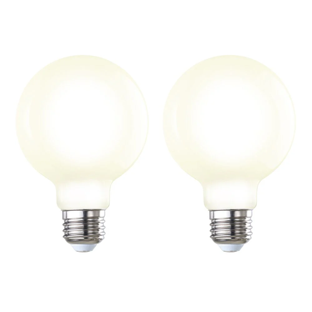 Bulbrite Pack of (2) 8.5 Watt Dimmable Milky Filament G25 Medium (E26) LED Bulb - 800 Lumens, 3000K, and 90 CRI - Cheap-Us