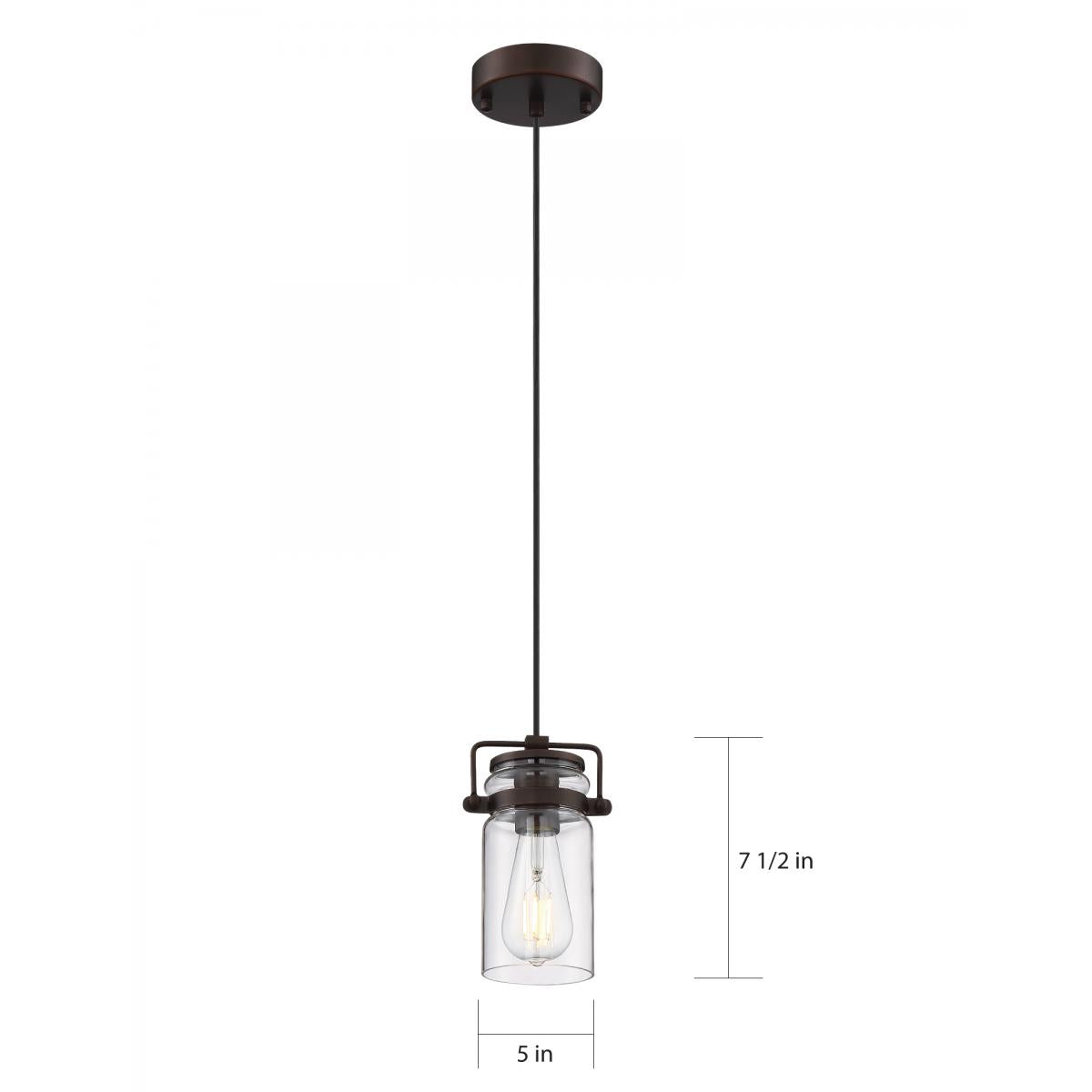 60-6731 ANTEBELLUM 1 LT MINI PENDANT Antebellum - 1 Light Mini Pendant - with Clear Glass -Mahogany Bronze Finish - Cheap-Us