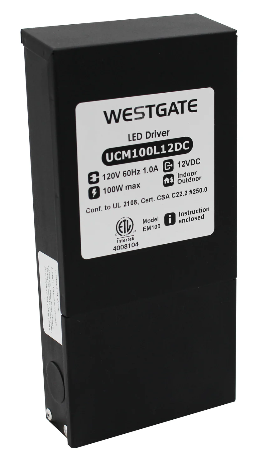 Westgate LED Dimmable Magnetic Transformer 100W 12DC Output, Undercabinet Lighting, Black Finish - Cheap-Us